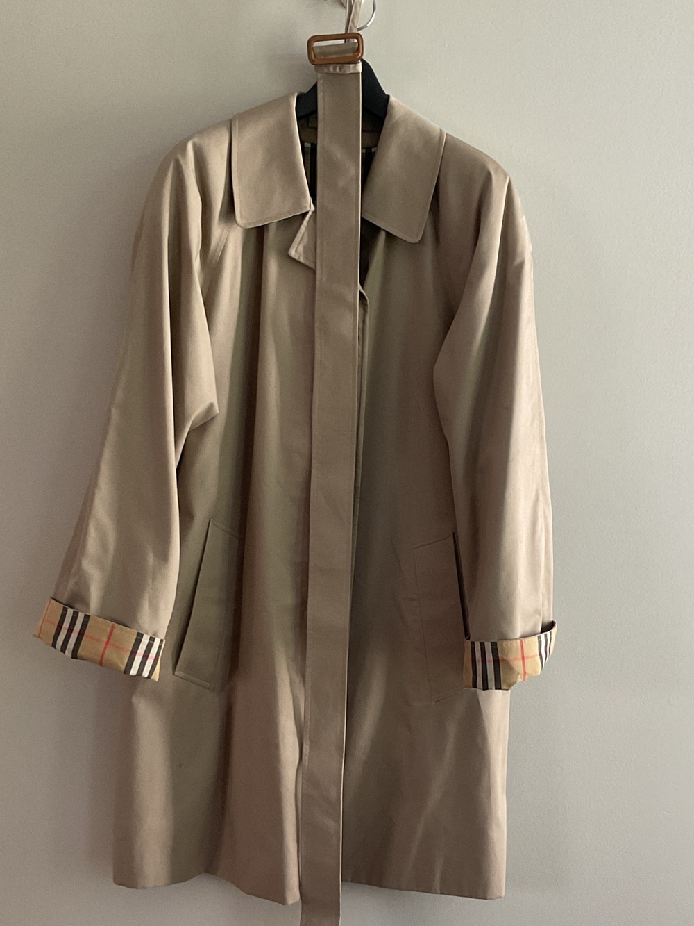 Vintage Burberrys London Nova Check Lined Belted Car Coat UK 12 - Picture 2 of 11